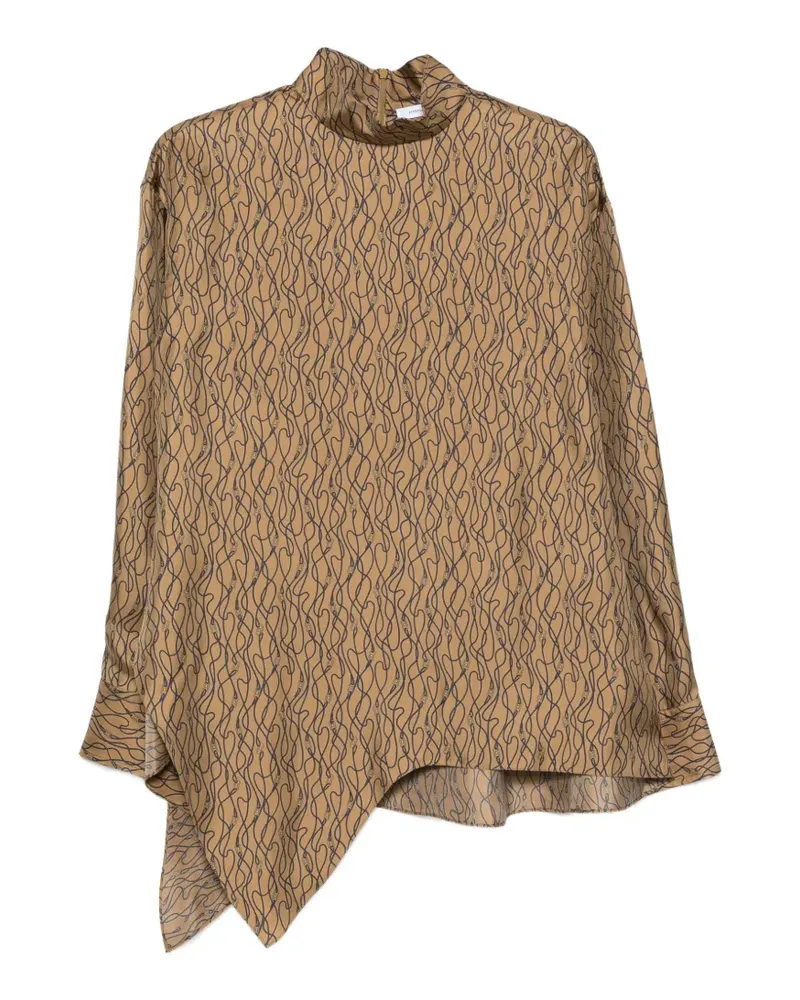 Ferragamo graphic-print asymmetric blouse - Nude Nude