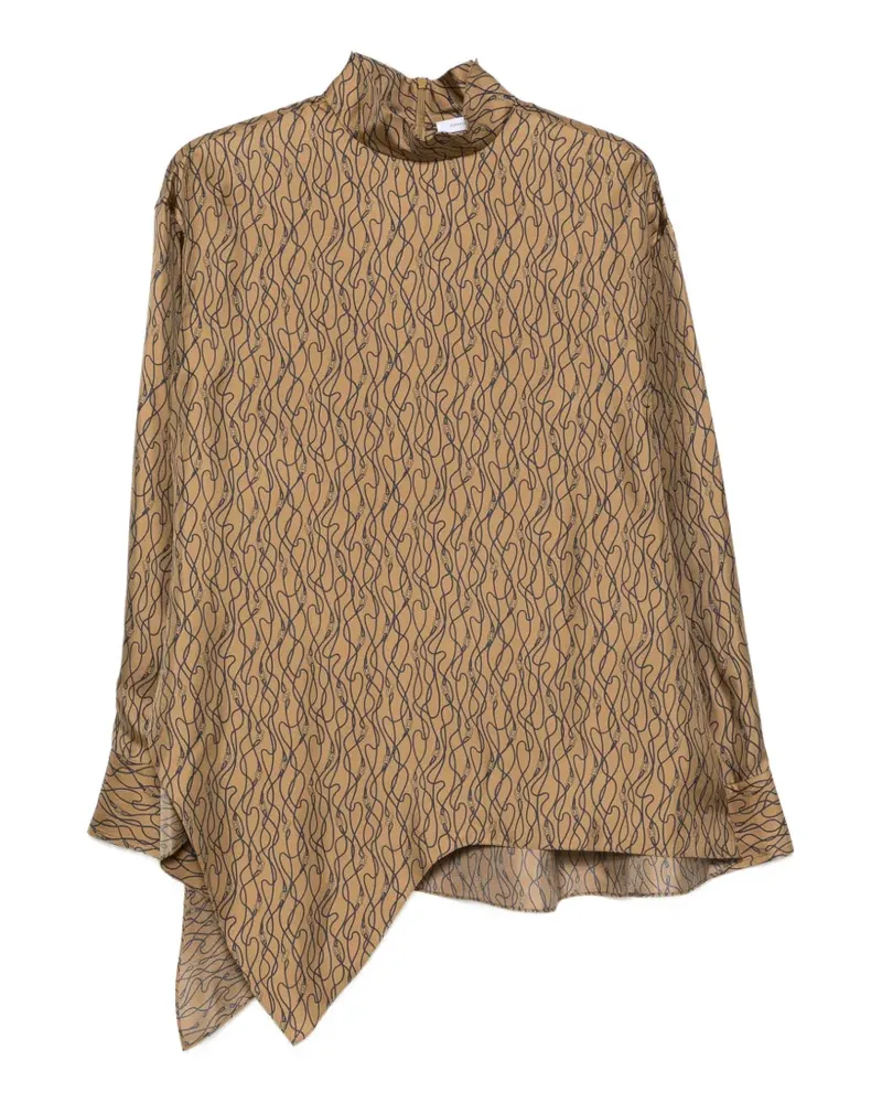 Ferragamo graphic-print asymmetric blouse - Nude Nude