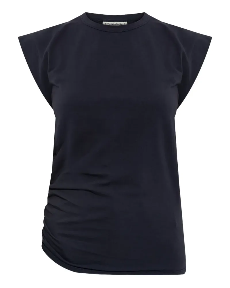 Officine Generale gathered cotton T-shirt - Blau Blau