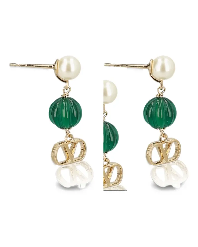 Valentino Garavani VLogo Signature Ohrringe aus Metall mit Perle und geriffeltem Glas - Gold Gold
