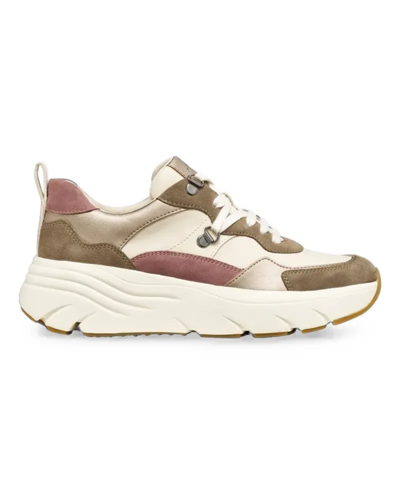 Geox Diamond panelled metallic-effect sneakers - Nude Nude