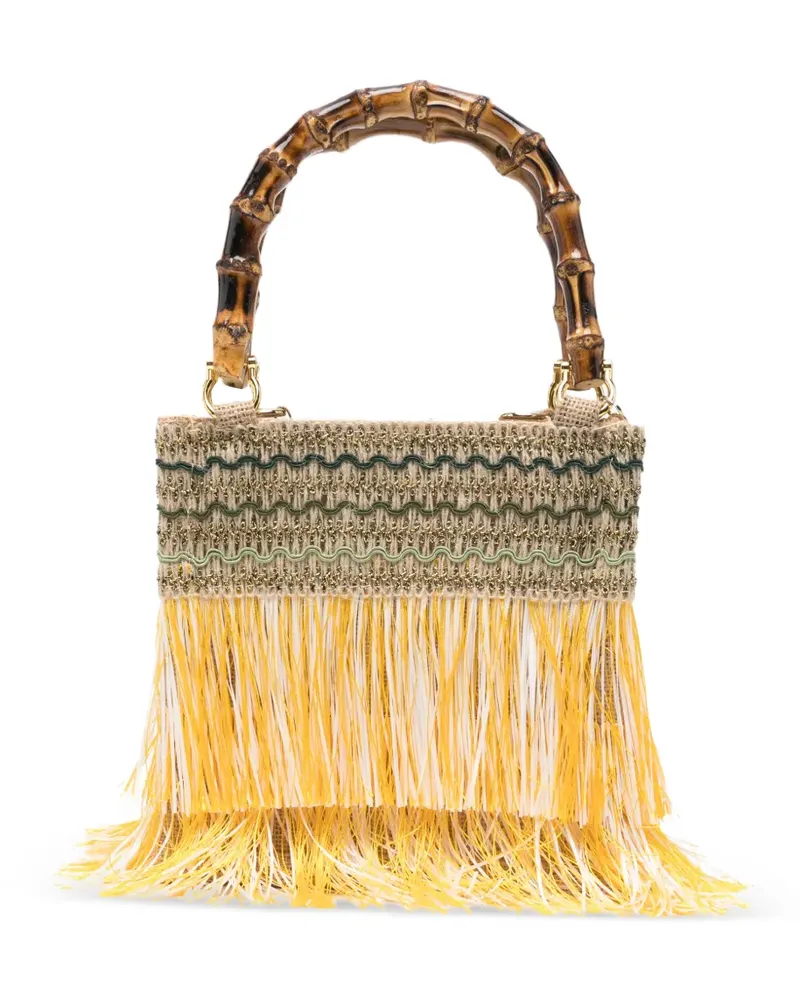 La Milanesa Kleiner Orchidea Tote Bag mit Bambushenkel - Gelb Gelb