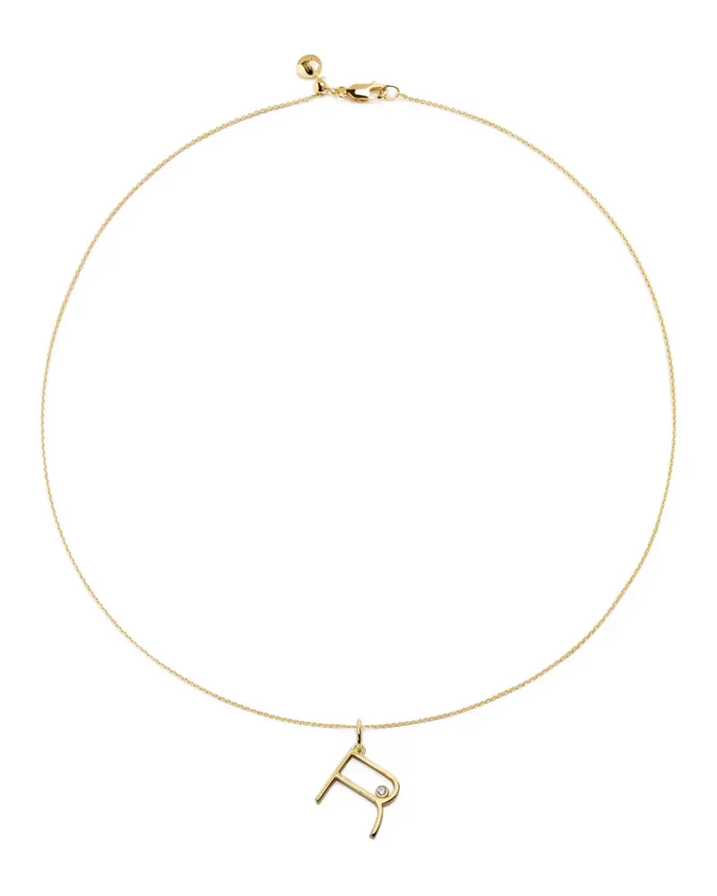 Monica Vinader solitaire diamond initial R pendant - Gold Gold