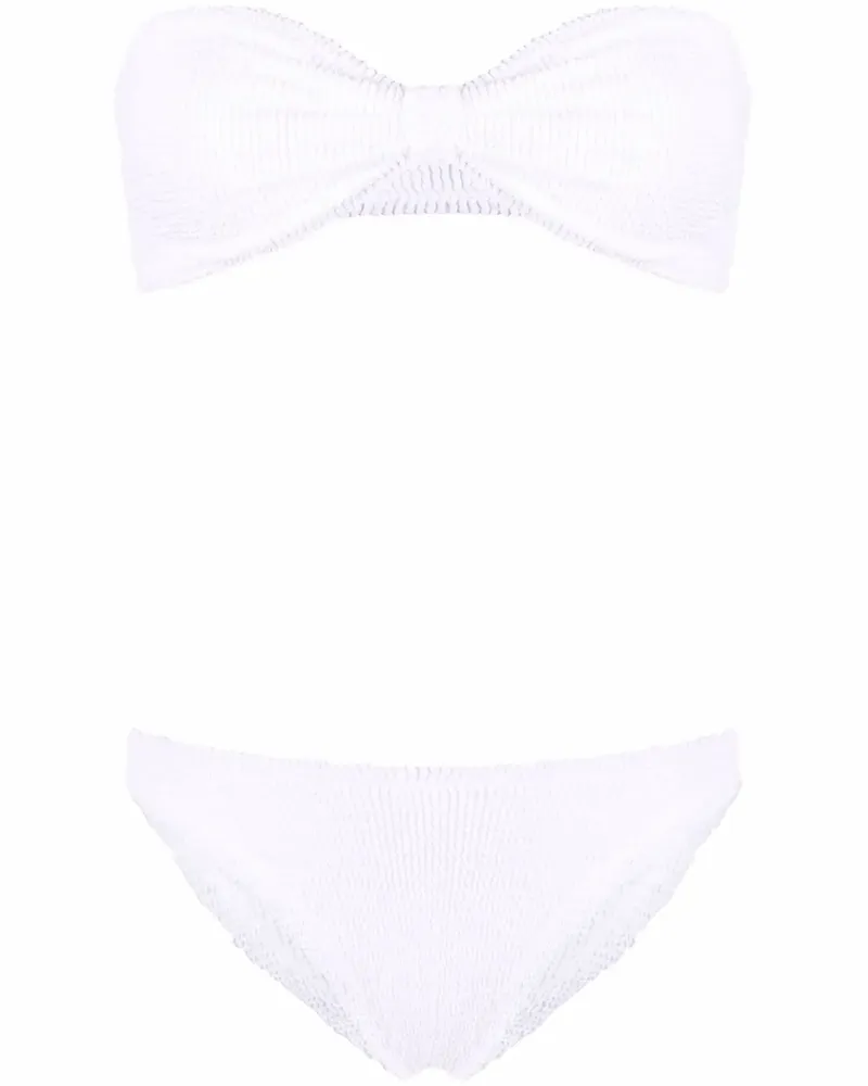 Hunza G Jean Bandeau-Bikini mit Knitteroptik - Weiß Weiß