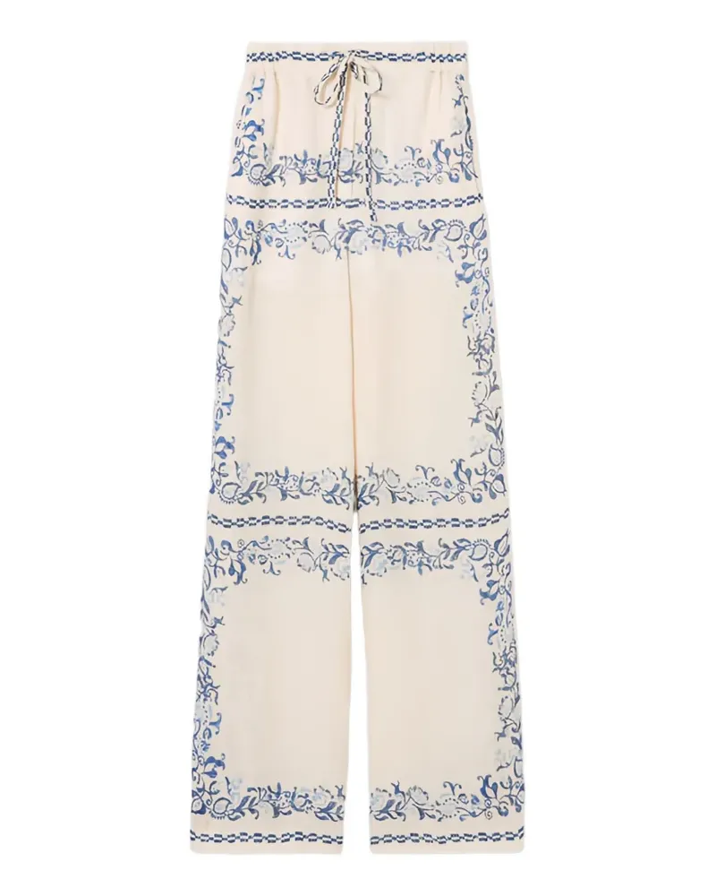 Claudie Pierlot Leinenhose mit Blumenprint - Nude Nude