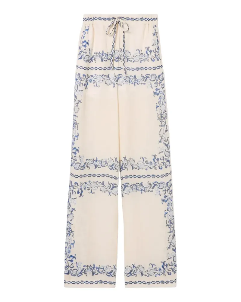 Claudie Pierlot Leinenhose mit Blumenprint - Nude Nude