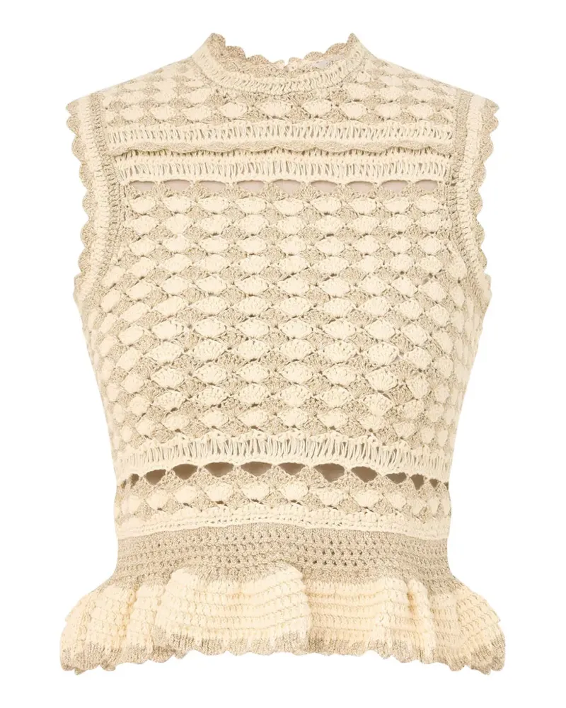 Zimmermann Gehäkeltes Wanderlust Top mit Rüschen - Nude Nude