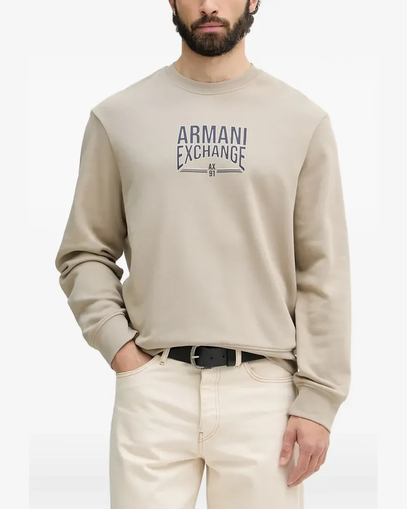 Armani Exchange logo-print crew-neck sweatshirt - Nude Nude