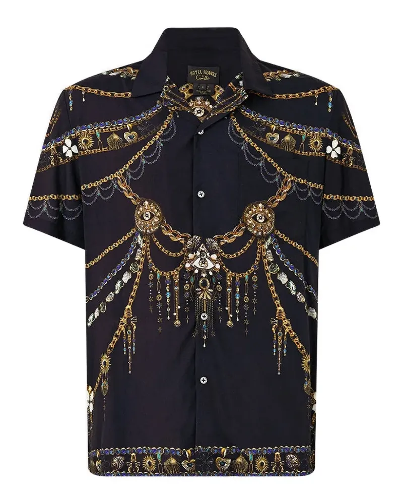 Camilla short-sleeve camp-collared shirt - Schwarz Schwarz