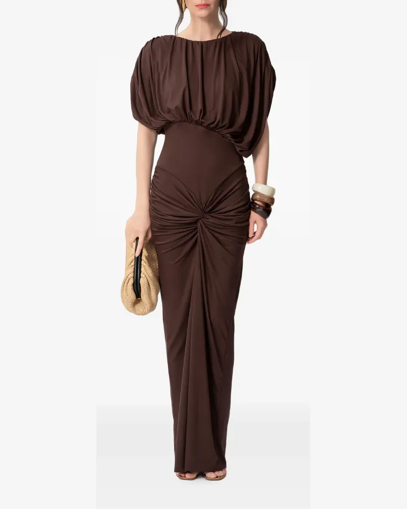 CONCEPTO Zena twist-detail gathered maxi dress - Braun Braun