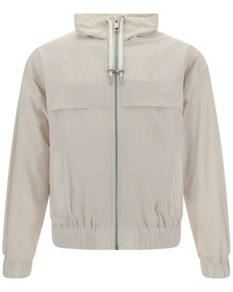 AMI Paris Windbreaker mit Logo-Print - Weiß Weiß