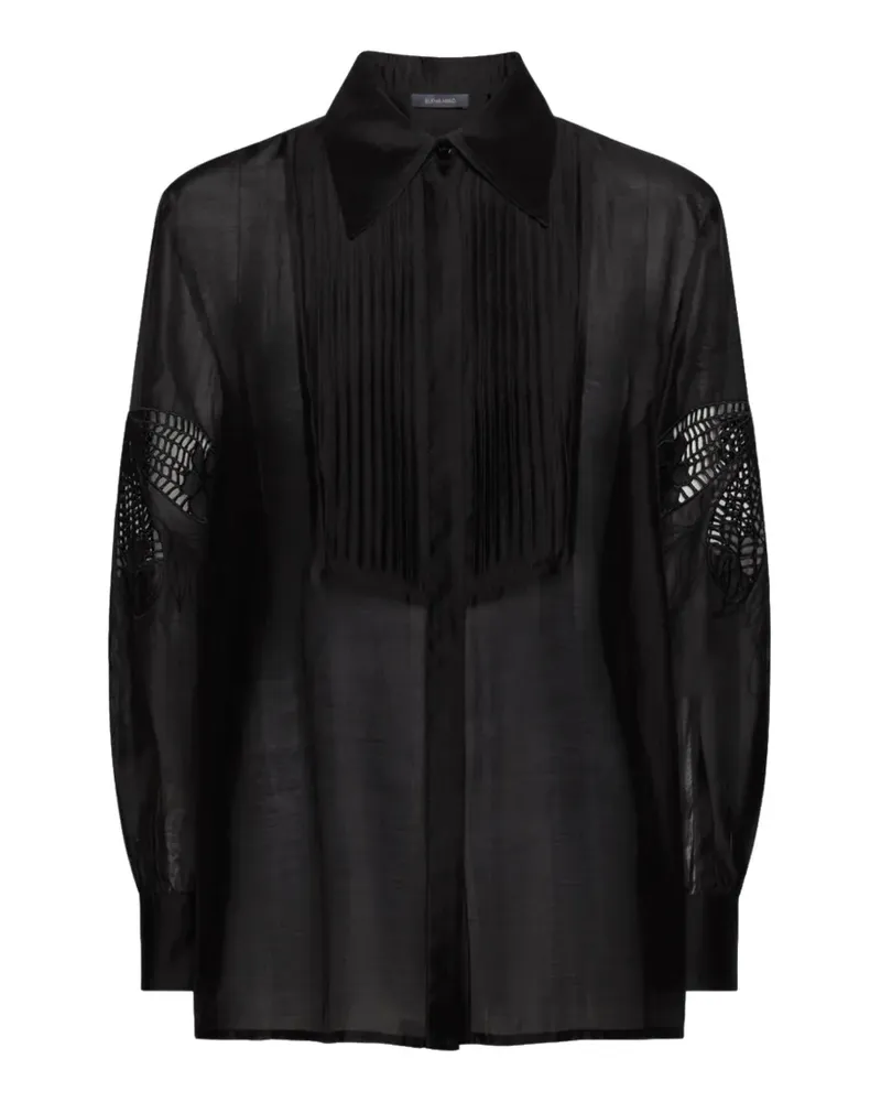 Elena Mirò cut-out pleated shirt - Schwarz Schwarz