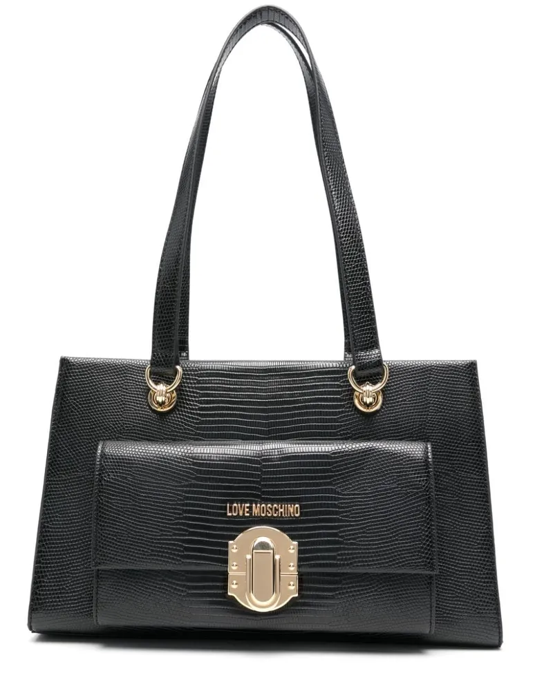Moschino Handtasche mit Logo-Applikation - Schwarz Schwarz