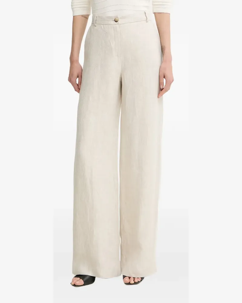 Luisa Spagnoli herringbone-pattern wide-leg trousers - Nude Nude