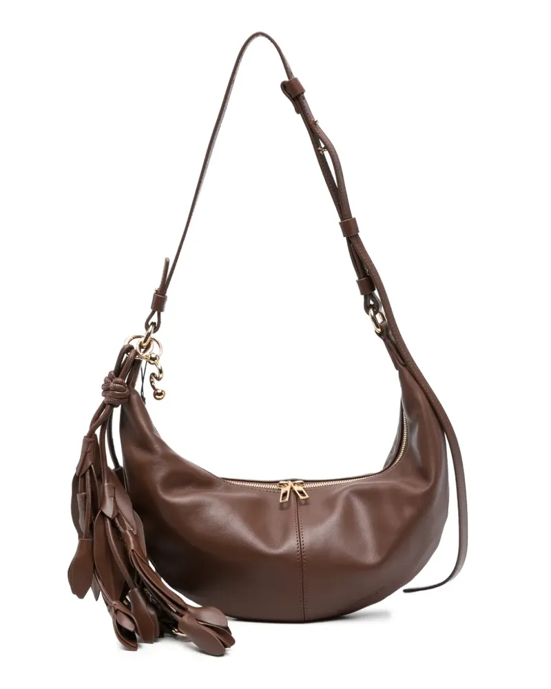SPORTMAX tassel-detail leather shoulder bag - Braun Braun