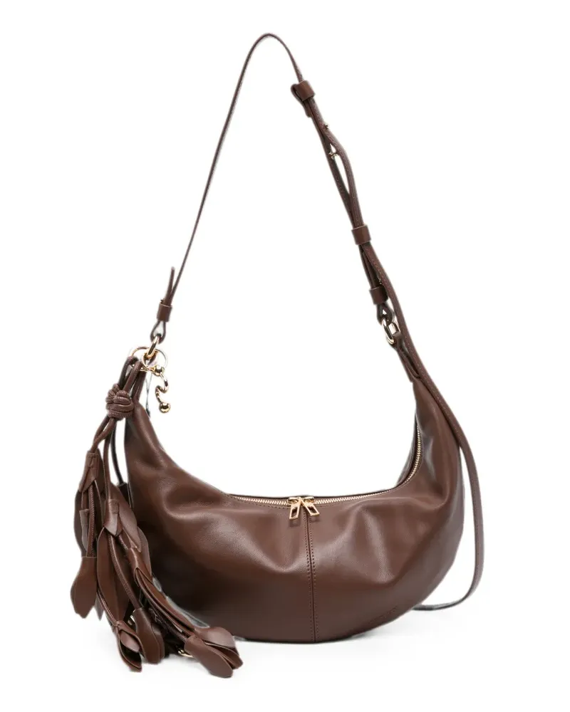 SPORTMAX tassel-detail leather shoulder bag - Braun Braun