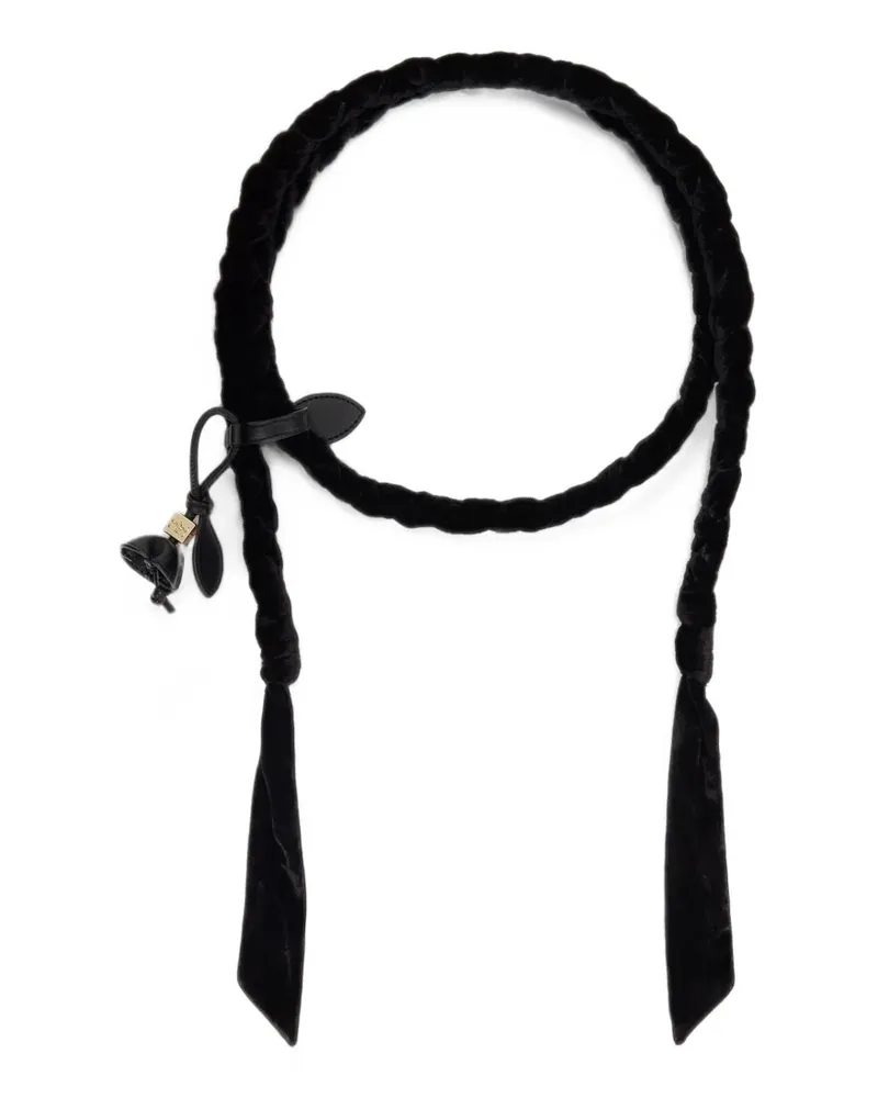 Ganni belt in silk velvet - Schwarz Schwarz