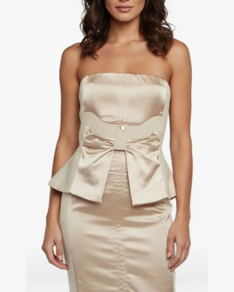 Elisabetta Franchi Midikleid mit Schößchen - Nude Nude