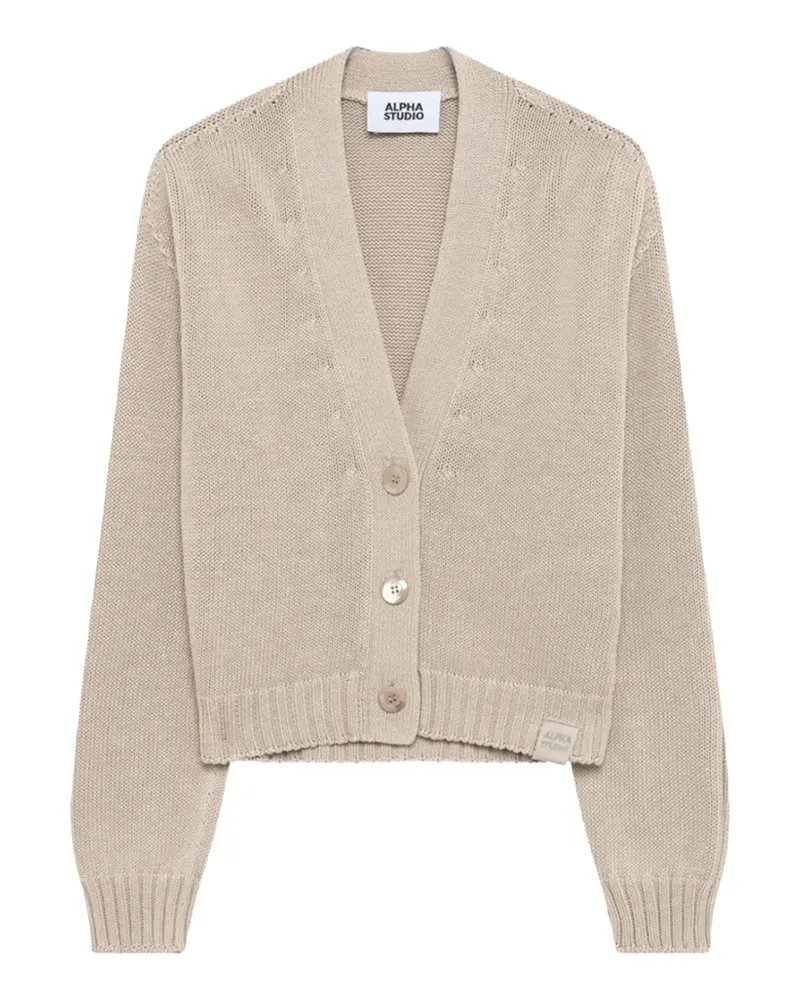 Alpha Studio cable-knit button cardigan - Nude Nude