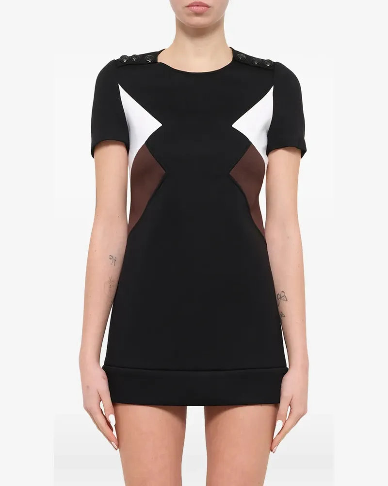 Neil Barrett colour-block button-detail mini dress - Schwarz Schwarz