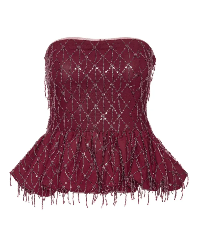 ROTATE Birger Christensen Bubble-Top mit Pailletten Rot