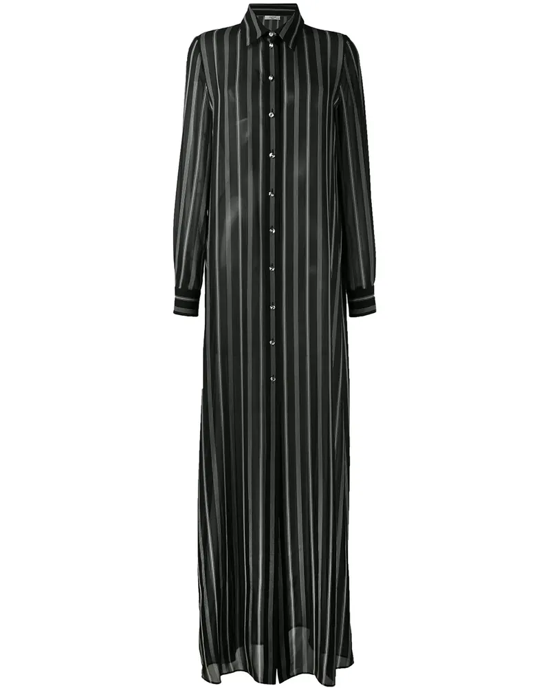 Lanvin Gestreiftes Seidenhemdkleid - Schwarz Schwarz