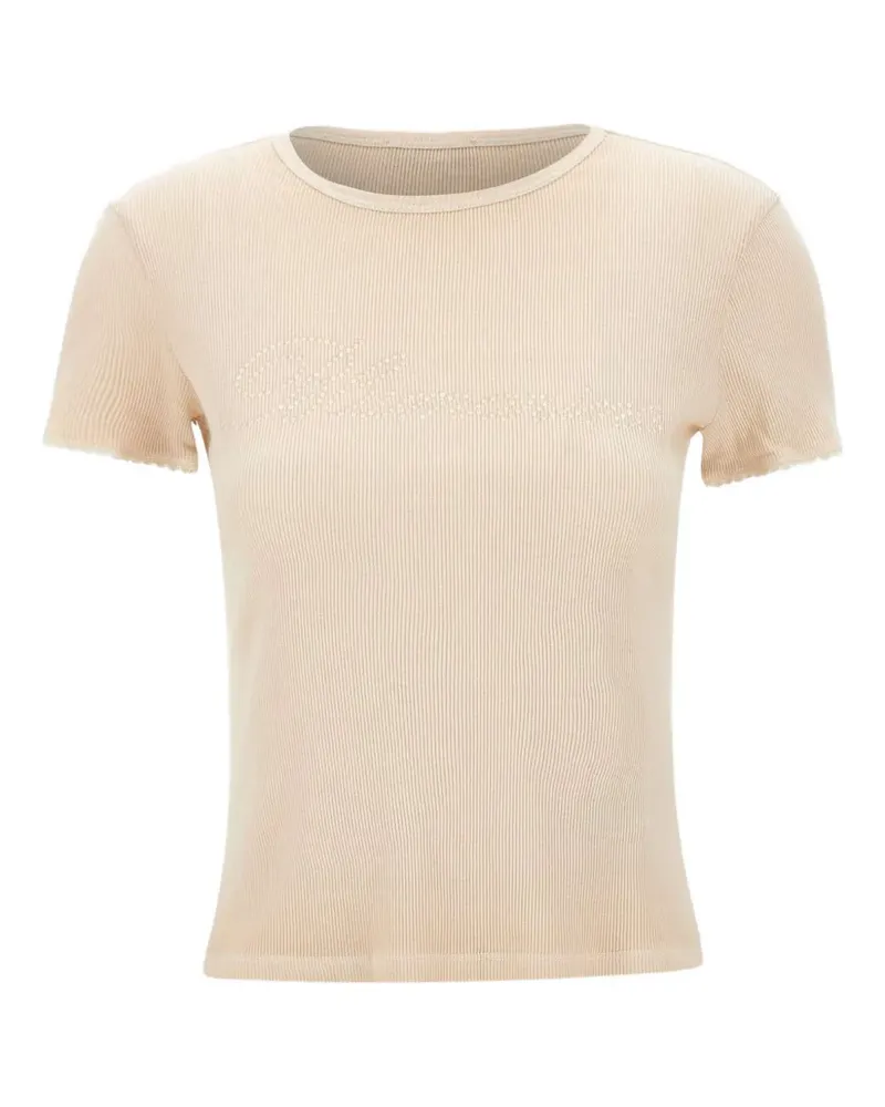 Blumarine T-Shirt mit Kristall-Logo - Rosa Rosa