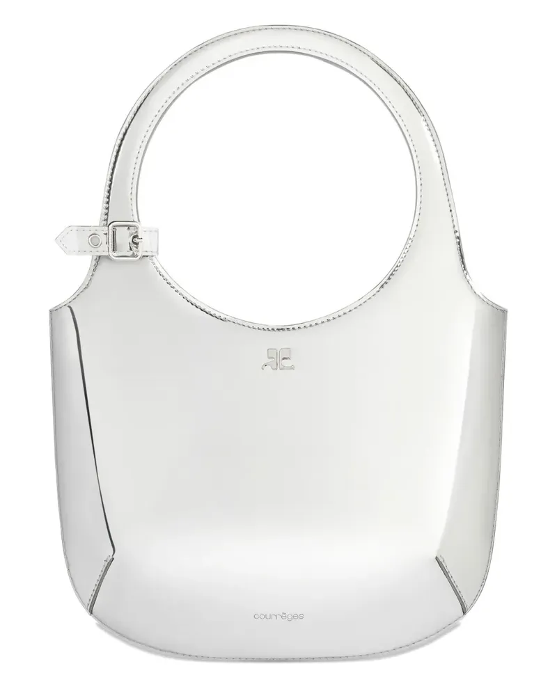 Courrèges Schultertasche im Metallic-Look - Grau Grau