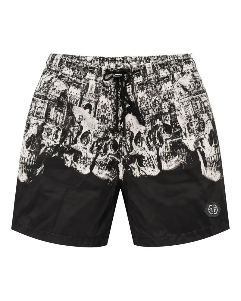 Philipp Plein Badeshorts mit Totenkopf - Schwarz Schwarz