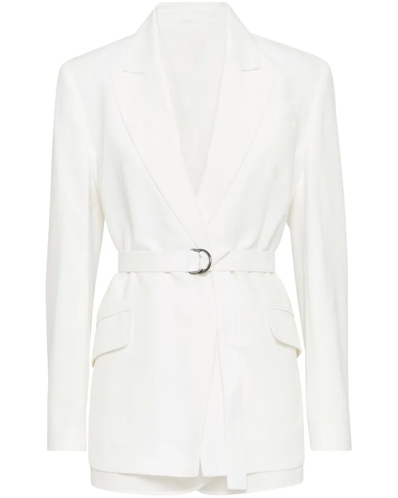 Brunello Cucinelli Twill-Blazer mit Monili-Detail - Weiß Weiß
