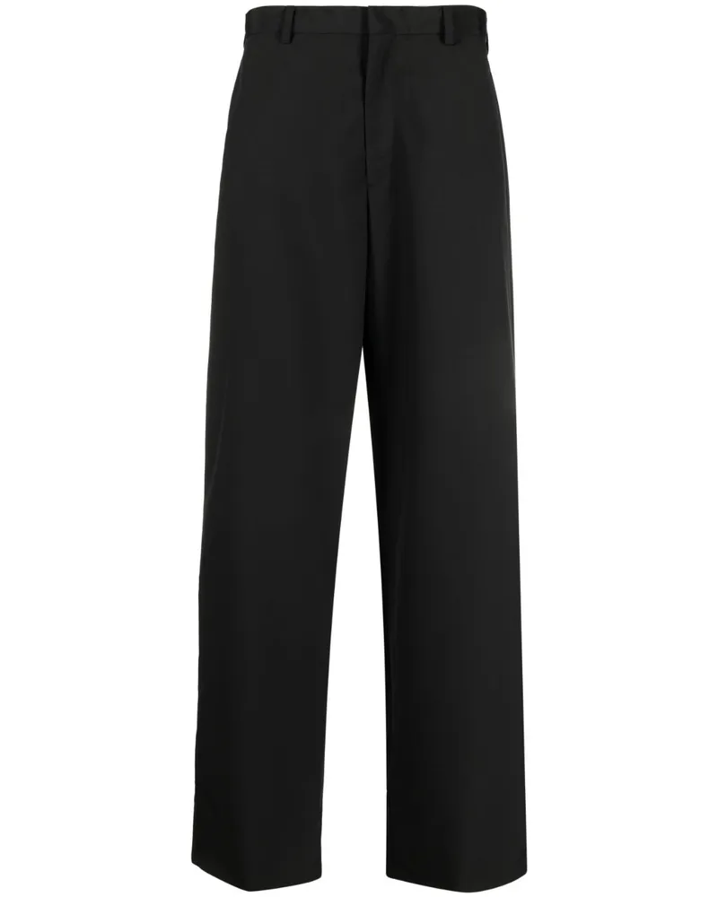 Prada Weite Hose mit Logo-Patch - Schwarz Schwarz
