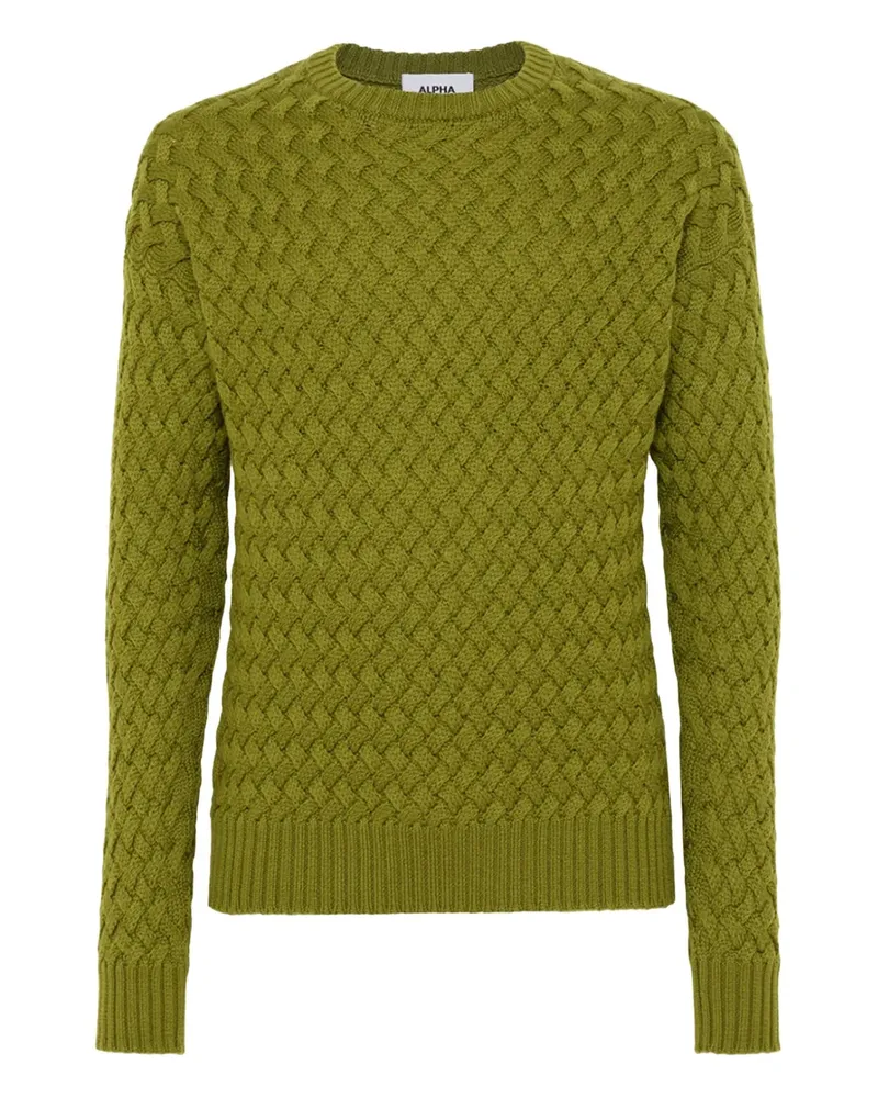 Alpha Studio Strukturierter Strickpullover - Grün Grün