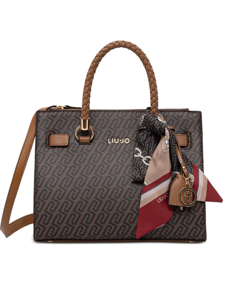 Liu Jo monogram-pattern scarf-detail tote bag - Braun Braun