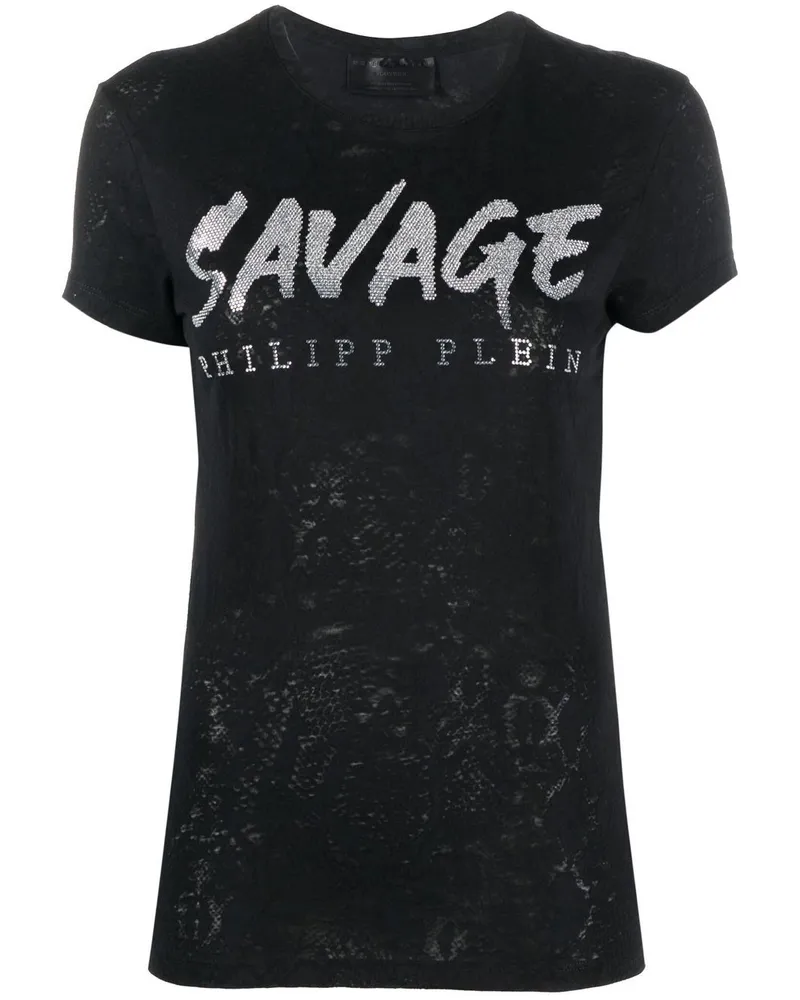 Philipp Plein T-Shirt mit Pailletten - Schwarz Schwarz