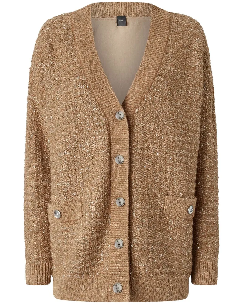 Pinko Cardigan in Metallic-Optik - Nude Nude