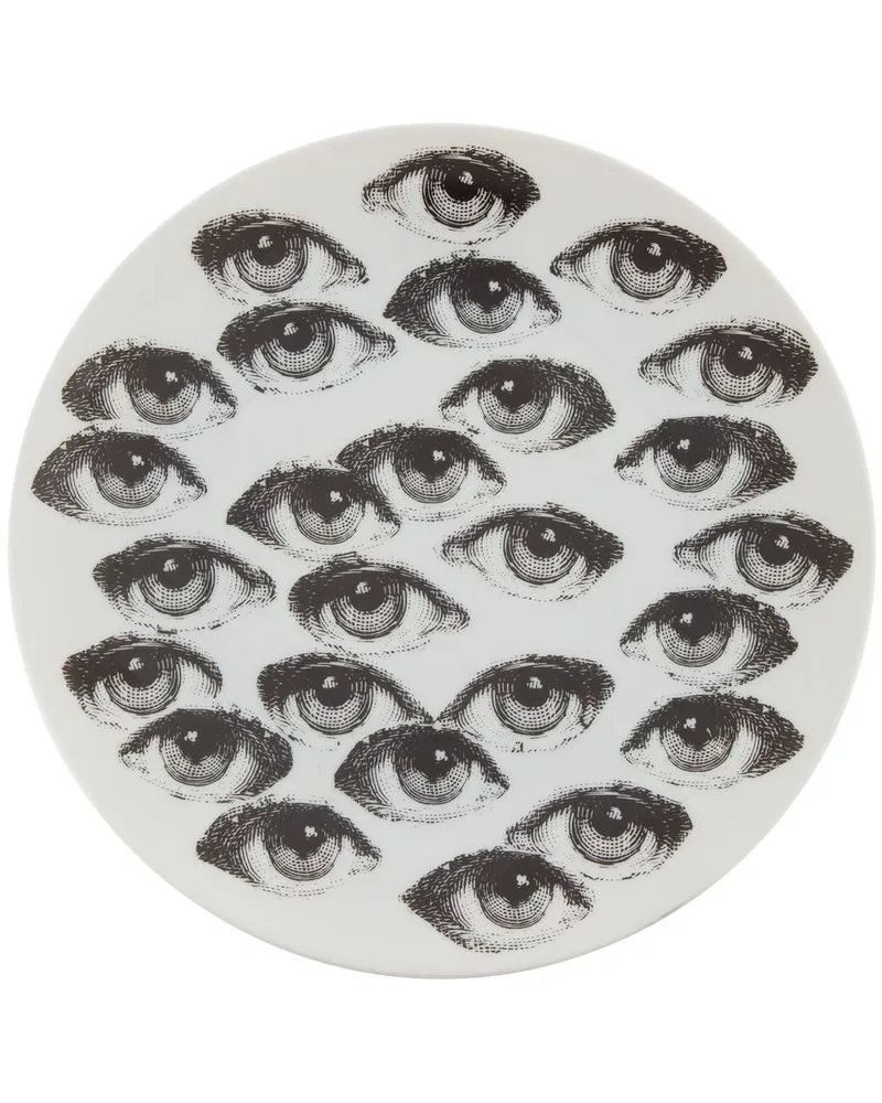 Fornasetti Wandteller mit Augen-Print Weiß