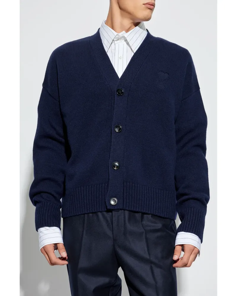 AMI Paris Cardigan mit Ami De Coeur-Stickerei - Blau Blau