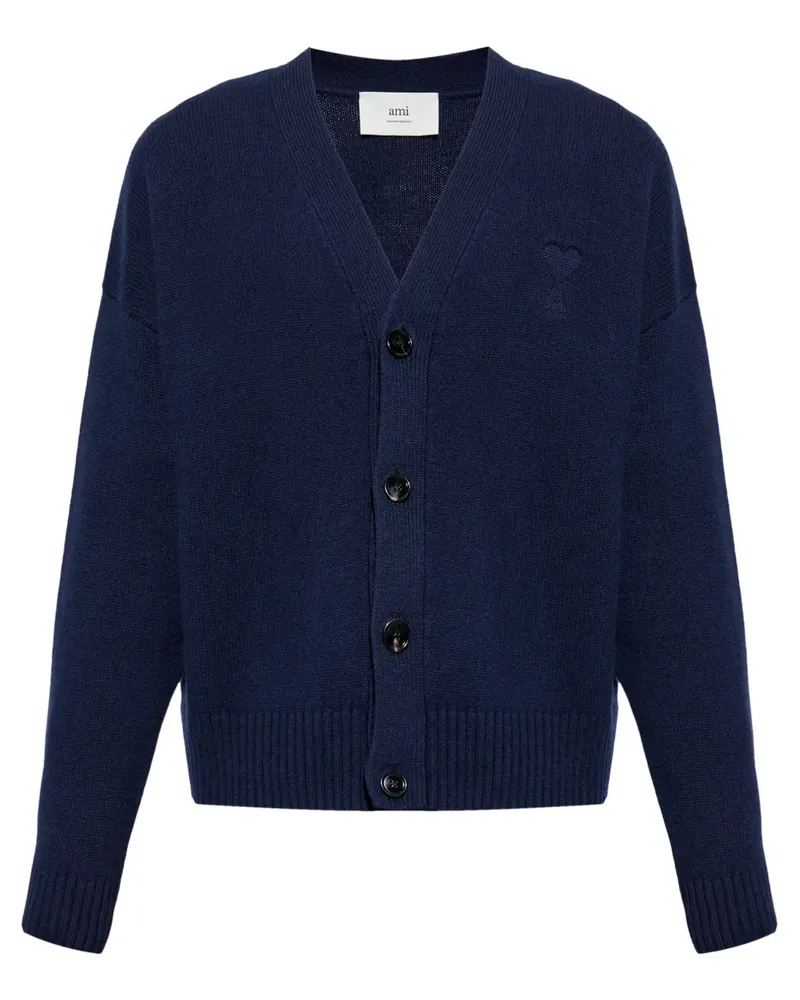 AMI Paris Cardigan mit Ami De Coeur-Stickerei - Blau Blau