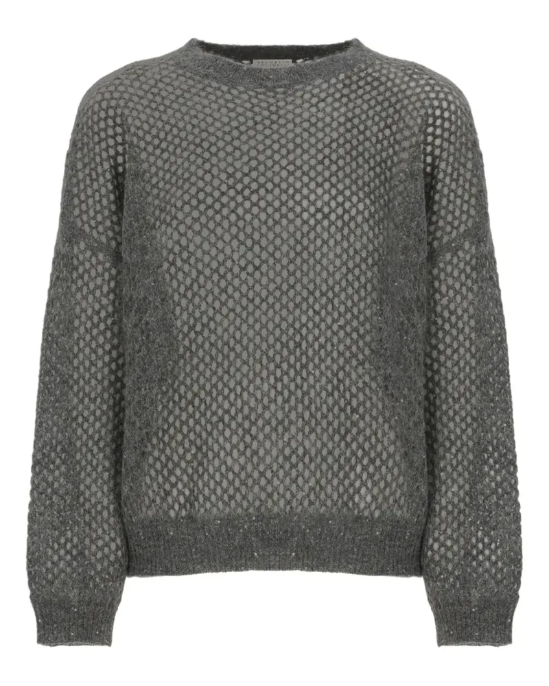 Brunello Cucinelli Rundhals-Pullover mit Pailletten - Grau Grau