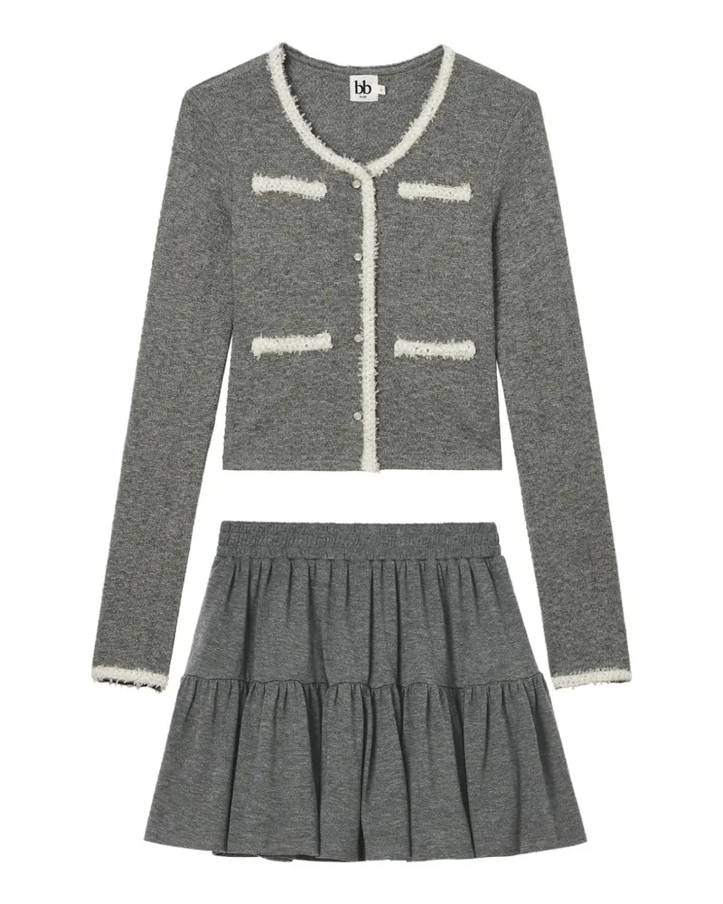 b+ab contrast-trim tiered skirt and top set - Grau Grau