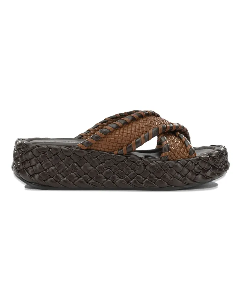 Toni Pons woven crossover-strap slides - Braun Braun