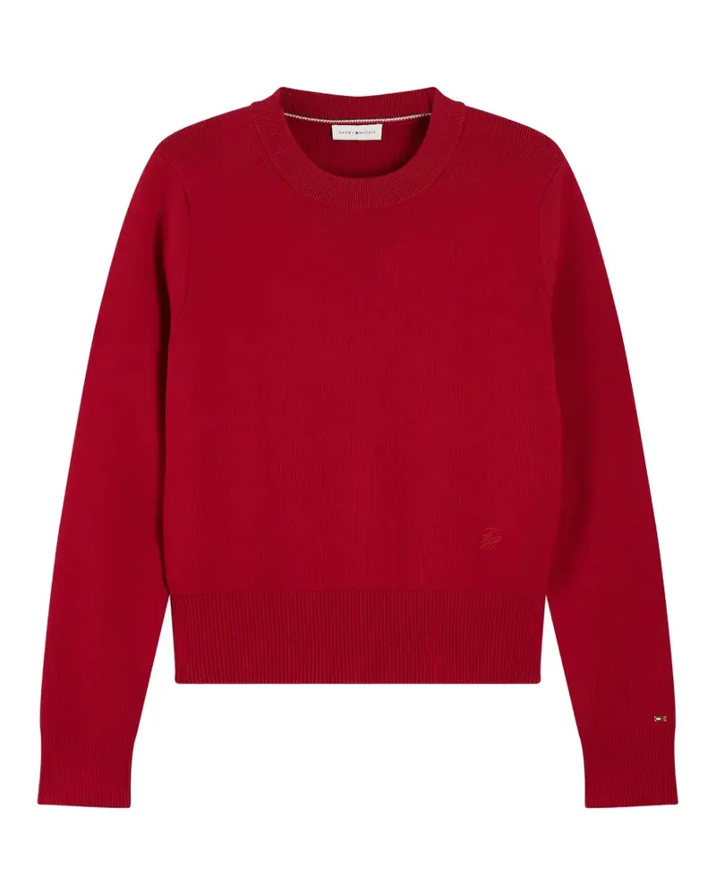 Tommy Hilfiger Gerippter Pullover mit Logo-Stickerei - Rot Rot