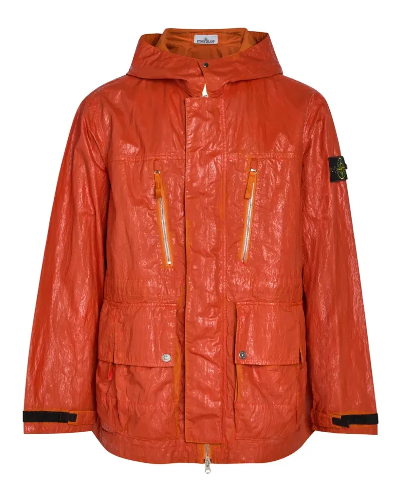 Stone Island logo-patch hooded jacket - Orange Orange