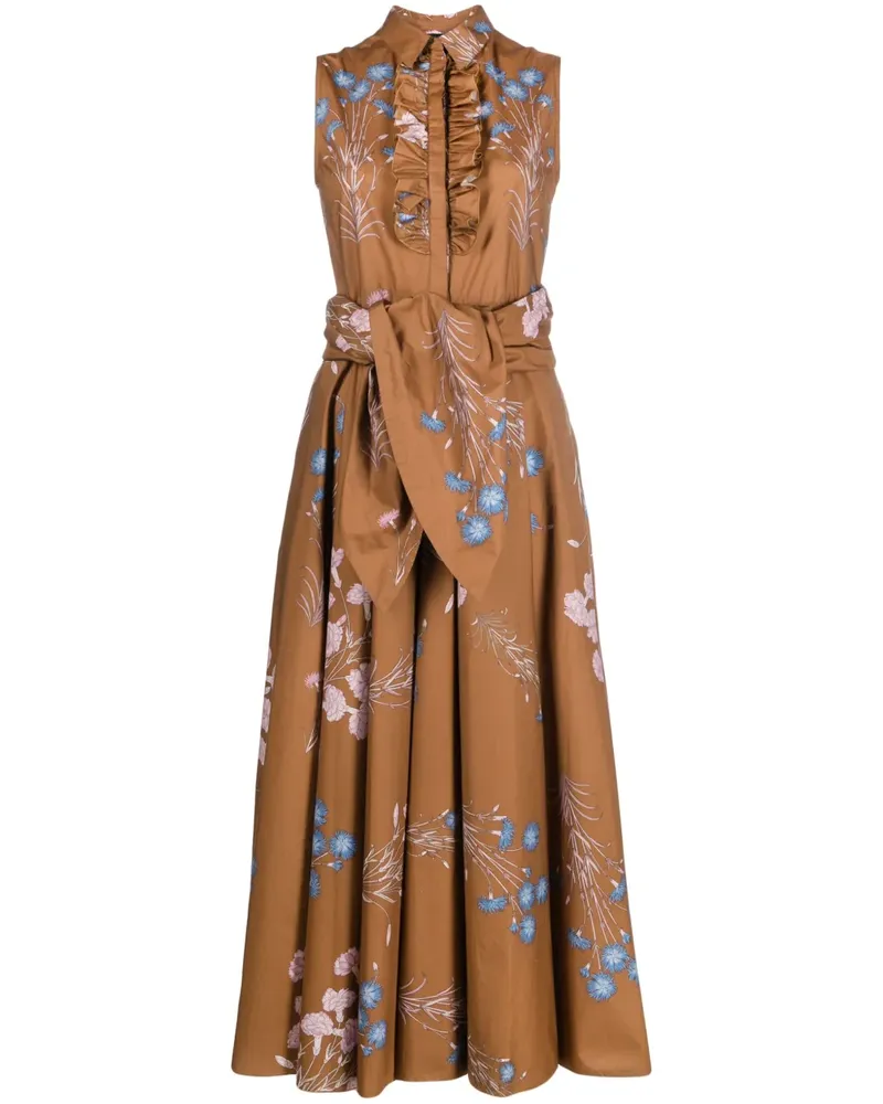Giambattista Valli Midikleid mit Blumen-Print - Braun Braun