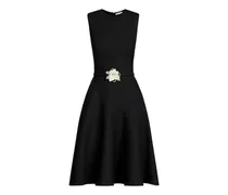 Ärmelloses Kleid mit Blumengürtel - Schwarz