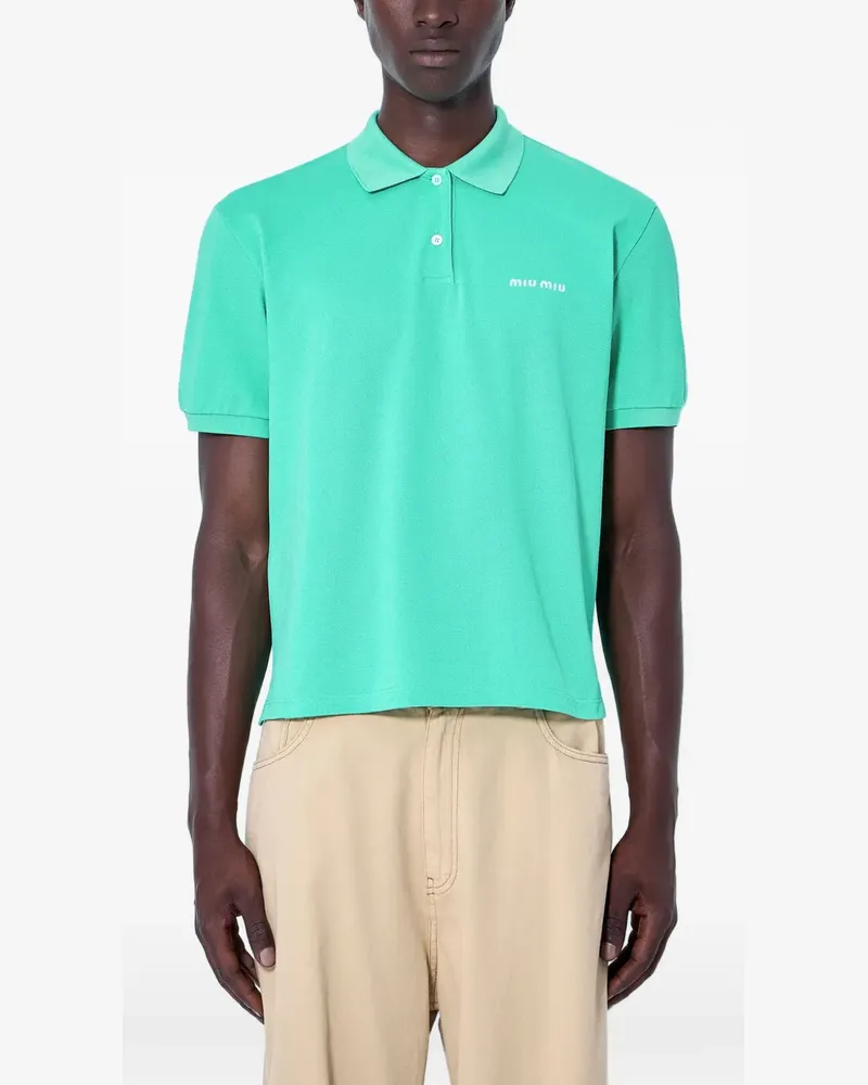 Miu Miu Piqué-Poloshirt mit Logo-Stickerei - Grün Grün