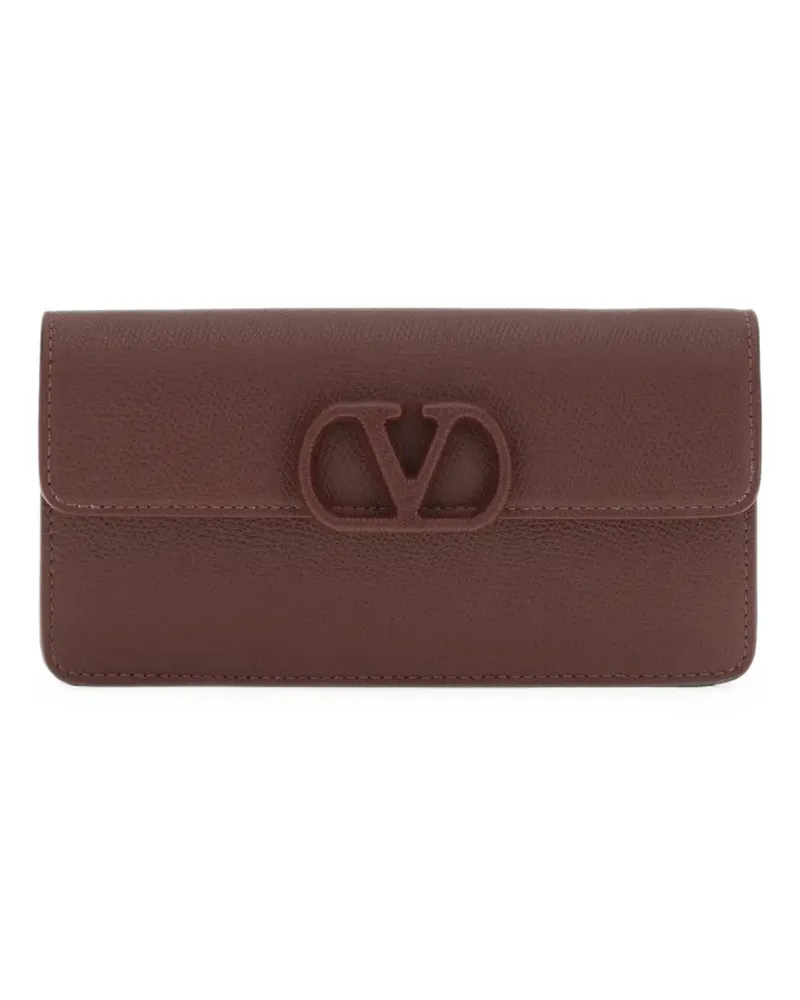 Valentino Garavani VLogo Signature grainy calfskin wallet with chain - Braun Braun