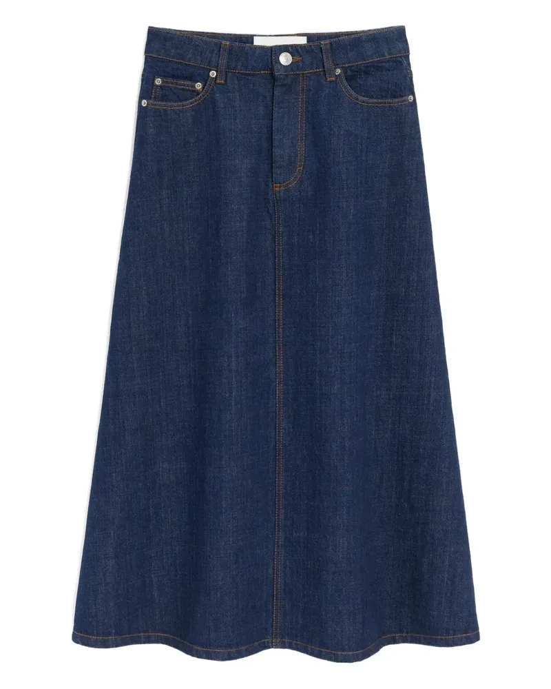 AMI Paris raw denim long midi skirt - Blau Blau