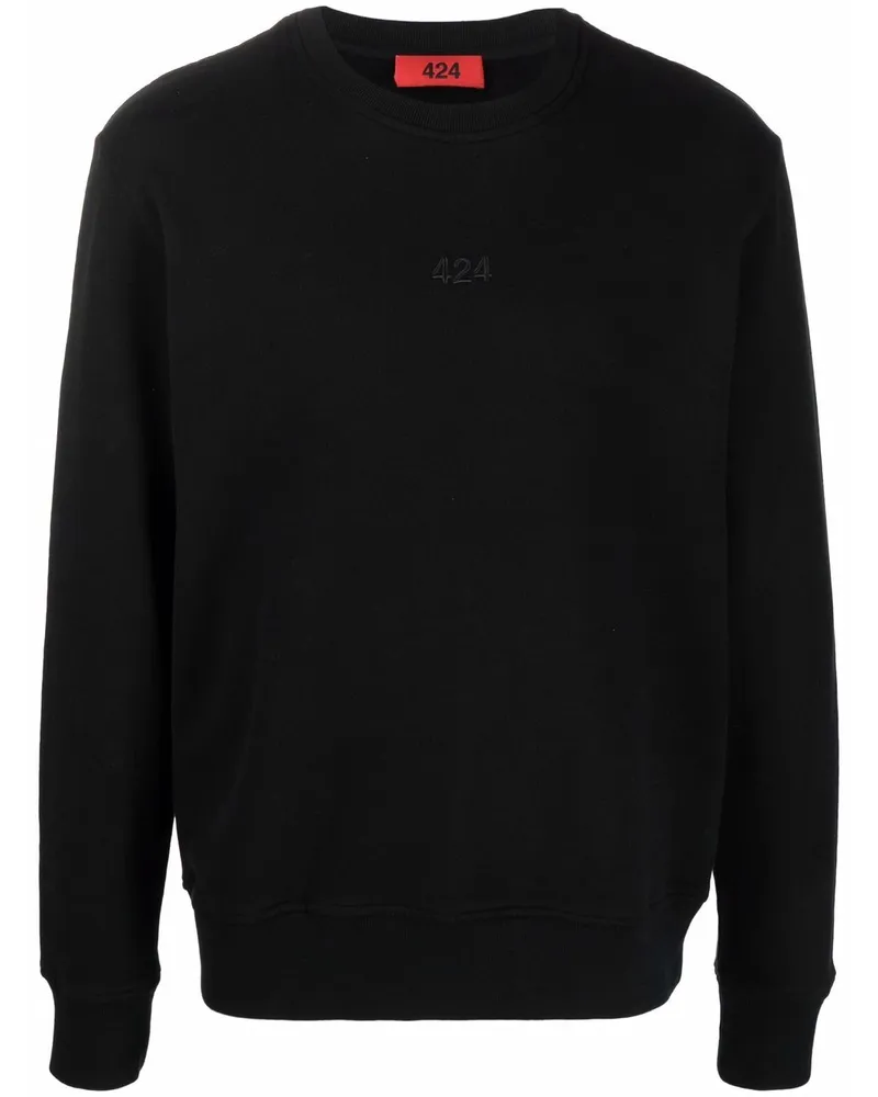 FourTwoFour on Fairfax Sweatshirt mit Logo-Stickerei Schwarz