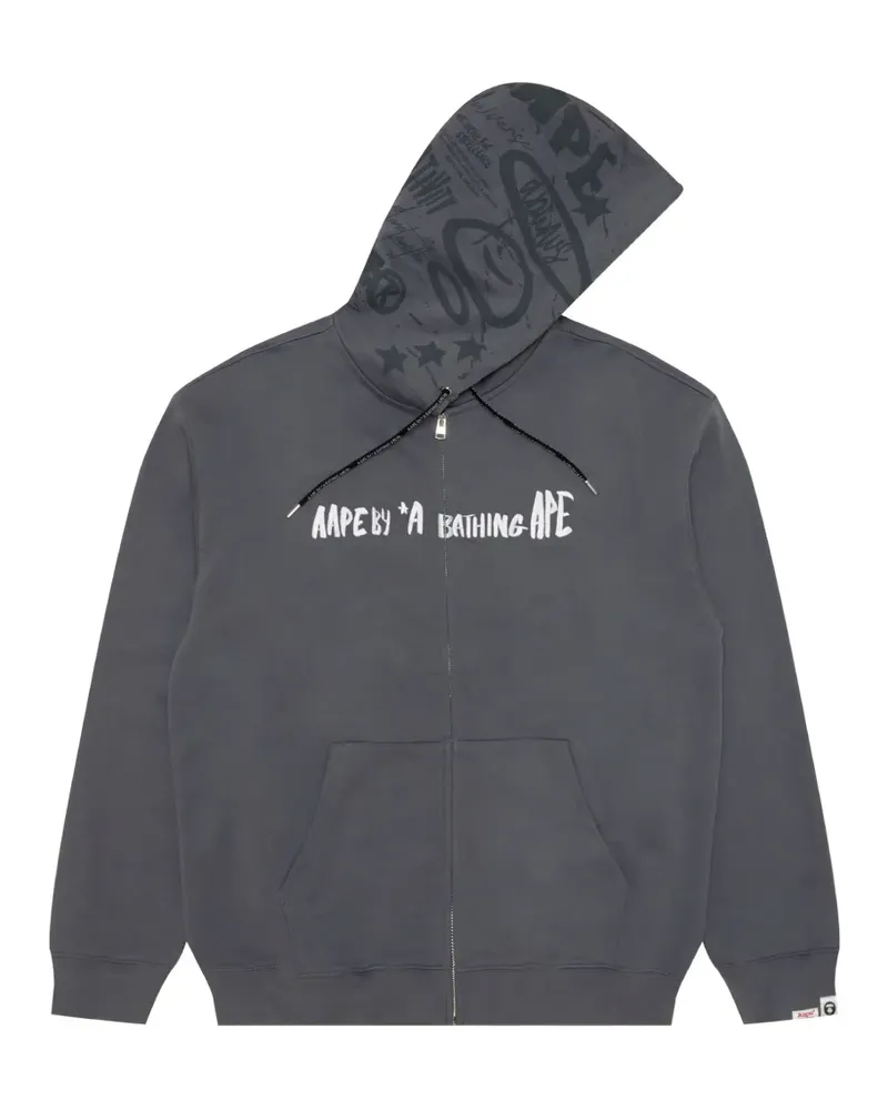BAPE Kapuzenjacke mit Logo-Print - Grau Grau